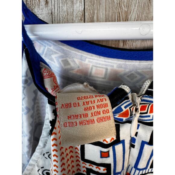 Flying Tomato Dress Womens sz Small Ivory Navy Black Aztec Halter Fit & Flare - Picture 7 of 8